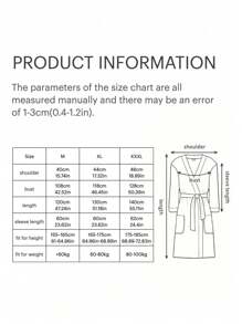 SHEIN 1件加长法兰绒浴袍 法兰绒浴袍 民宿酒店SPA美容院 法兰绒浴袍 吸水速干 宽松版型 多色 简约设计 浴室用品 家居用品 - 彩色 - 查看 5