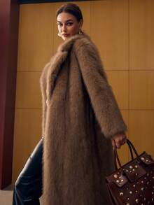 MOTF PREMIUM WOMEN'S LONG FAUX FUR COLLAR COAT, AUTUMN/WINTER