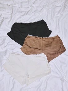 Lowkey Lull Women's Side Slit Hem Lounge Shorts Brown Shorts Booty Shorts Ribbed Shorts - Multicolor - View 5