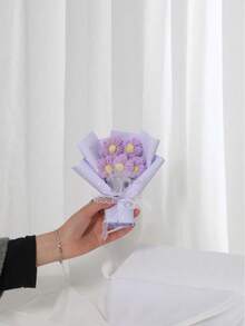 创意仿真花纱花泡芙花配礼袋，妈妈情结，生日礼物，节日礼物，派对礼物返校情人节 - 彩色 - 查看 9