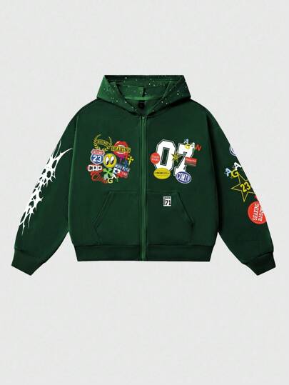 Street Life Herren Loose Crop Sweatshirt mit glänzenden Pailletten Dekor, Streetwear, Herbst