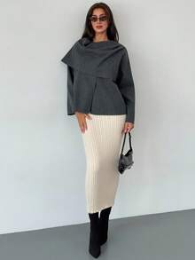 Aloruh 女士时尚围巾外套，秋冬季 - 灰色 - 查看 7