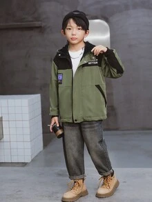 Tween Boy Casual Color Block Thermal Lined Hooded Jacket, Autumn/Winter - Multicolor - View 7