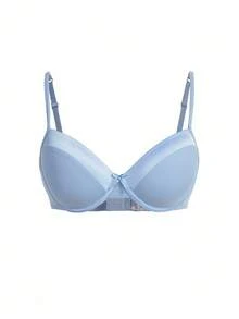 SHEIN Bộ 2 chiếc áo ngực cúp ngực satin tối giản kiểu Pháp - Nhiều màu - Xem 5