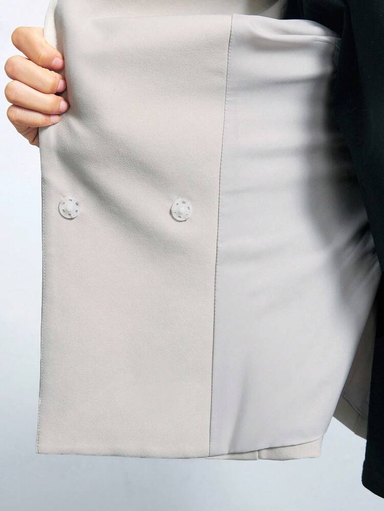 SHEIN Maija 2025 Metal Buckle Design Lapel Fitted Wide Shoulder Women Vest Sleeveless Blazer Women Vest Women Sleeveless S For Women In Fall/Winter