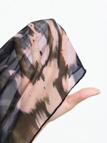 Maija 女士扎染印花圆领无袖荷叶边修身中长连衣裙，优雅