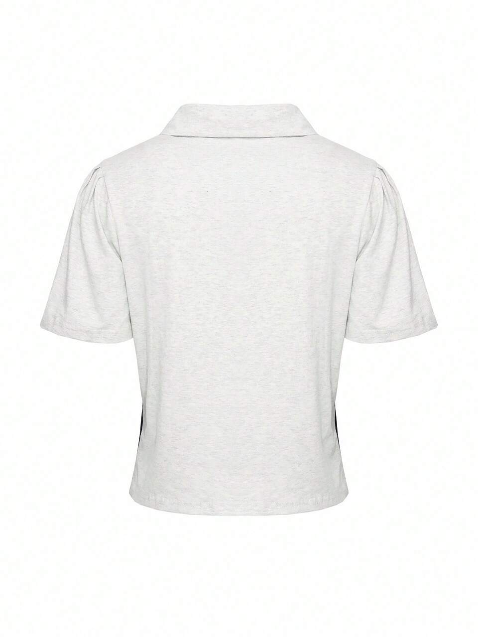 Retro American Colorblock Lace Decor Letter Print Short Sleeve T-Shirt