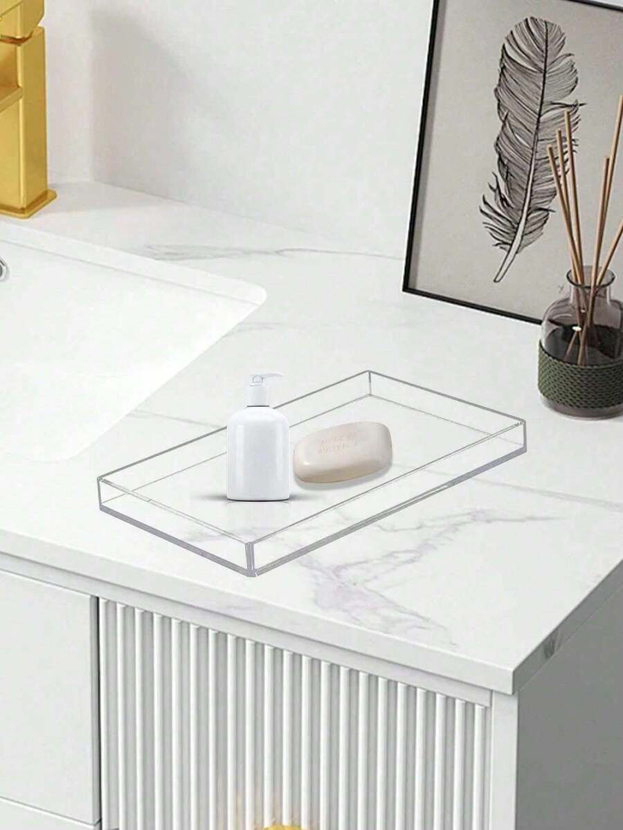 SHEIN 1 件透明/黑色亚克力收纳托盘 - 浴室柜台、梳妆台、厨房 | 化妆品珠宝香水展示架 | 优雅收纳 - 無色 - 查看 1