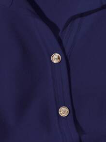 Franclia Áo len cổ polo mềm mại phong cách Hàn Quốc mới, thoải mái và đa năng cho nữ - Màu xanh hải quân - Xem 3