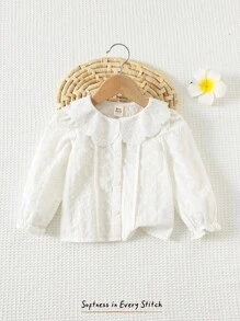Cozy Pixies Cardigan con colletto a volant di colore unito per bambina