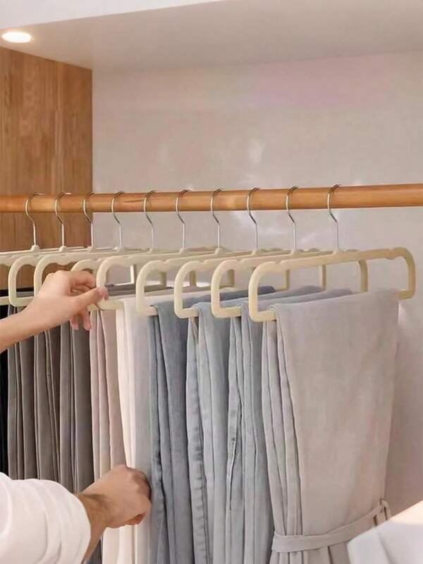 SHEIN 20pcs/10pcs/1pc Household Adult Flocked Pants Rack, Multifunctional Flocked Non-Slip Clothes Hanger, Space-Saving Wardrobe Storage Pants Hanging Clips Dress Pants Shoes Jeans Boots Skirt,Spring,Minimalist,Summer Tops