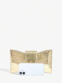 SHEIN SXY 女士晚宴包、手拿包、斜挎包、时尚、优雅、简约、个性化、多功能、经典、彩色珍珠、蝴蝶结、适合鸡尾酒会、派对、舞会、俱乐部、约会、生日、晚会、约会之夜、舞会、下午茶、情人节 - 金色 - 查看 5