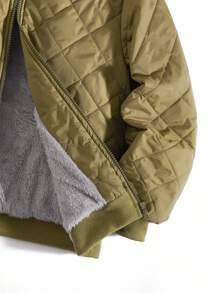 SHEIN Tween Boy Comfortable And Warm Casual Military Green Fleece Fashionable Jacket, Suitable For Outer Wear, Back To School Season;Boys Winter Clothes;Boys Fall Clothes;