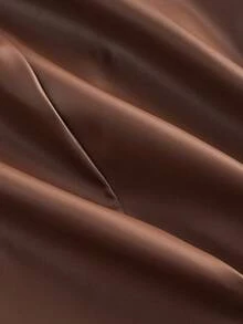 SHEIN MOD 加大码复古棕色百搭 PU 皮革无袖风衣，教师优雅款 - 棕色 - 查看 4