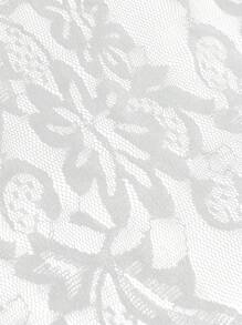 SHEIN EZwear 白色女士性感休闲蕾丝面料不对称下摆紧身抹胸上衣，适合夏季 - 白色 - 查看 5