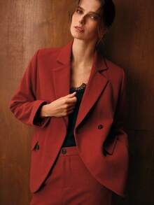 MOTF PREMIUM WOOL DOUBLE BREASTED OVERCOAT - Red - View 8