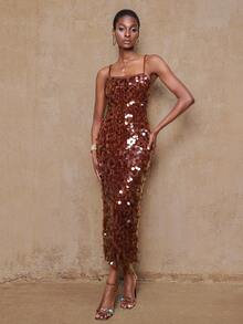 Lumalex Đầm hai dây đính sequin mùa đông thu sang trọng dành cho nữ, thích hợp dự tiệc prom, tiệc tùng, dạ hội, tiệc tùng, tiệc tùng kín đáo, tiệc tùng kiểu cổ điển, lấp lánh, tiệc tùng ngày lễ, lễ hội âm nhạc, đi chơi, kỳ nghỉ, ngoài trời, nhiều lớp, mùa cưới, tiệc tùng, lễ Al-Adha, tiệc năm mới, sang trọng mùa thu, phong cách mới, dành cho nữ, dạ hội, tinh tế - Cà phê nâu - Xem 4