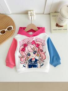 Sudadera de niña bebé con patrón de dibujos animados y bloques de color, otoño/invierno - Multicolor - Ver 4