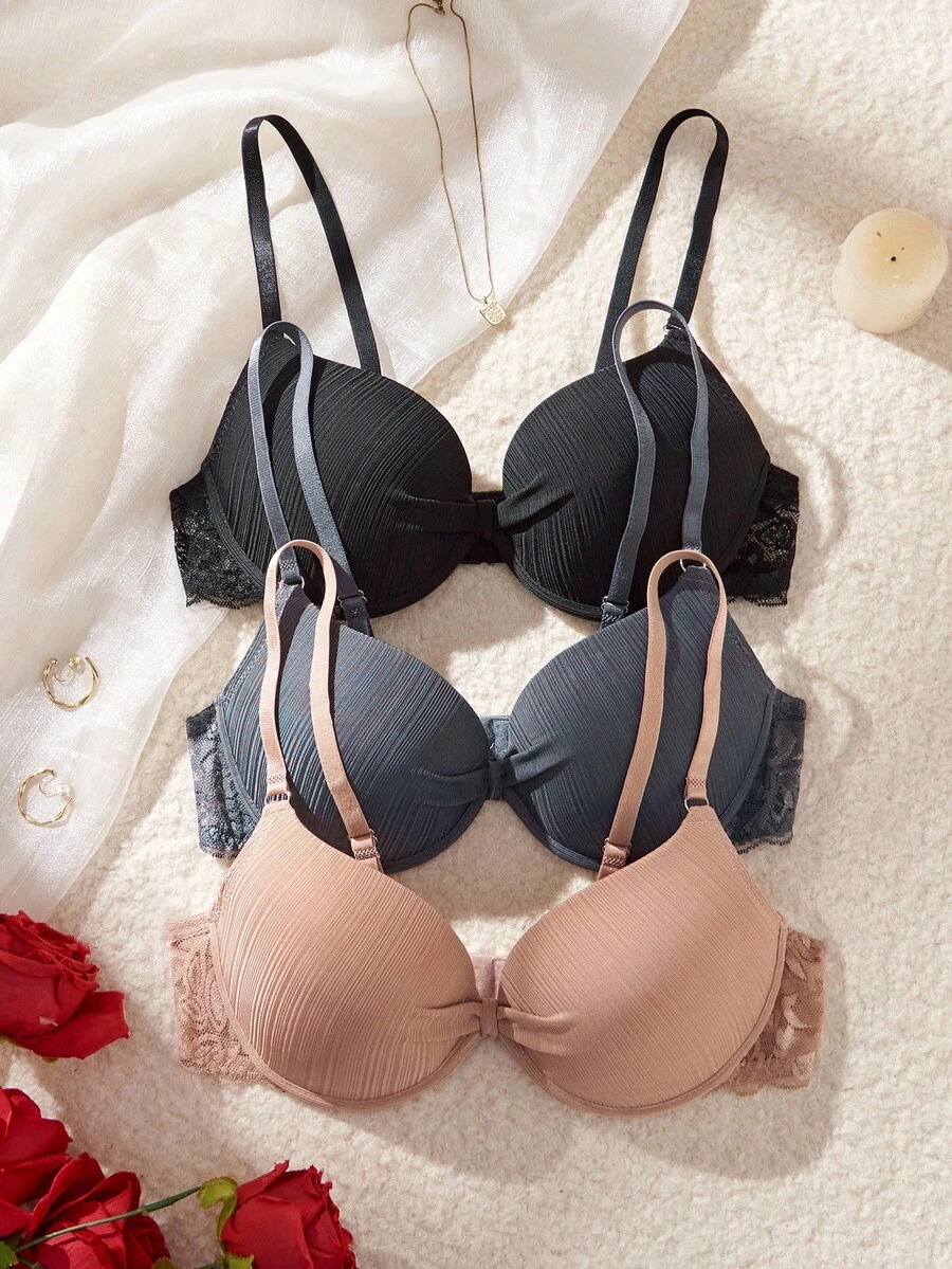 Snug Zone 3件套厚杯聚拢文胸,简约休闲舒适钢圈文胸,女士适用 - 彩色 - 查看 1