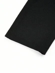 SHEIN Sweetro 秋冬大码休闲纯色双排扣连帽夹克 - 黑色 - 查看 9