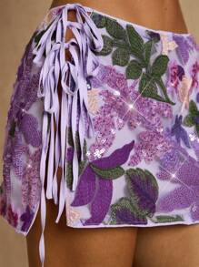 Glamine Váy mini sequin nhiều màu sắc có dây buộc eo, tiệc nghỉ dưỡng lãng mạn trên bãi biển - Nhiều màu - Xem 8