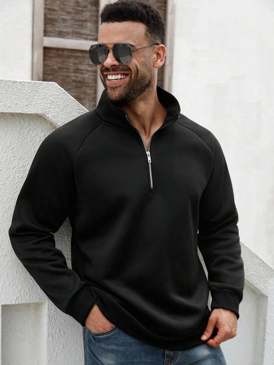 ResortEase Hommes grande taille Mode de Rue, Pull en Tricot Style Ins, Pull à Col Montant Tricoté Vêtements de Sport, Sweat-shirt-shirt Regular Fit Plein de Style de Rue Moderne, Technologique, de Luxe, Convient pour les Sorties de Rue, la Mode, les Occasions Décontractées, les Fêtes, les Sports de Plein Air, les Assortiments Quotidiens, les Cadeaux de Vacances, Unisexe, Sweat-shirt-shirt à Demi-Zip, Pull Homme, Top Homme, Automne, Top à Manches Longues