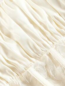 SHEIN MOD Plus Size Apricot Vintage Palace Style Elegant Jacquard Fabric Mermaid Maxi Dress With Long Sleeves - Apricot - View 3