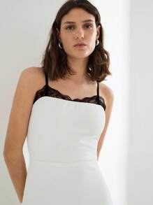 Maija Women's Elegant Contrast Lace Camisole Mini Dress