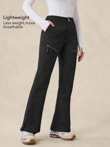 OutZeal 女士户外黑色裤子，适合露营、徒步旅行，防水弹力修身喇叭裤腿，带口袋 - 黑色 - 查看 3