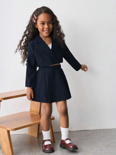 Maija Kids Maija Kids 2件套少女短款西装外套和裙子套装