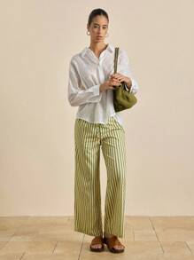 Airaco Women's Striped Tie Waist Wide Leg Loose Casual Pants Fall Cloth For Women