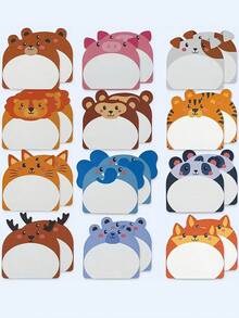 SHEIN 6 件铅笔便签、动物便签、可爱自粘笔记本、趣味粘性便签、适用于学生、教室、学校、办公室、礼物、返校、学校用品、学校、便签、美观学校用品、文具 - 彩色 - 查看 9