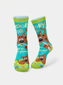 SCOOBY-DOO X SHEIN Cute Letter & Cartoon Pattern Crew Socks - Multicolor - View 2