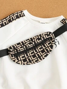 TaviRue 3pcs/Set Baby Boy Contrast Color Patchwork Crew Neck Sweatshirt, Sweatpants And Crossbody Bag Set Baby Boy Outfit Set Baby Boy Casual Set Baby Boy Streetwear Baby Boy Tracksuit Fall Winter