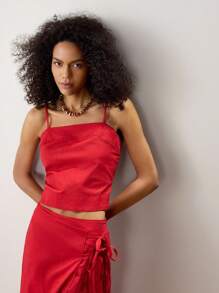 Maija Women's Solid Color Camisole Tank Top, Fashionable For Summer - Red - View 3