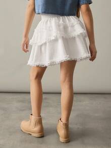Tween Girl Back To School,White Lace Skirt,Suitable For Fall And Winter - White - View 2