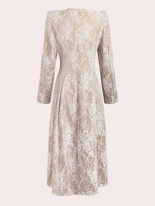 SHEIN Clasi Eleganter Vintage-Spitzen-Blazer in Große Größen - Aprikosenfarben - Übersicht 2