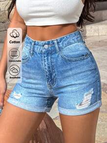 EURMUSE LIGHT WASH HIGH WAISTED WIDE LEG - Medium Wash - View 1