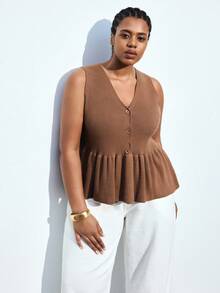 Maija 大码棕色毛衣背心，女士冬季、圣诞节、新年、派对装扮，浪漫时尚，百搭；舒适优雅，女士约会之夜，大码女士商务休闲棕色上衣，棕色毛衣，冬季女士圣诞节新年感恩节女士 - 卡其色 - 查看 6