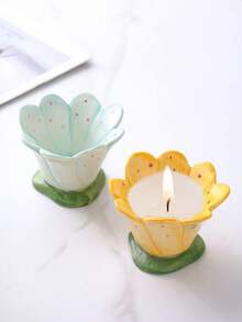 Joivida 手绘陶瓷花杯香薰蜡烛杯花饰北欧简约烛台卧室客厅ins风摆件送女友朋友的礼物办公桌摆件提升家居氛围必备