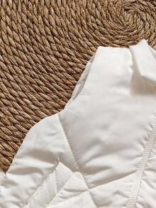 SHEIN Vintaside Kids 幼儿男童夹棉背心夹克，舒适、时尚、简约、可爱、百搭，秋冬 - 米色 - 查看 6
