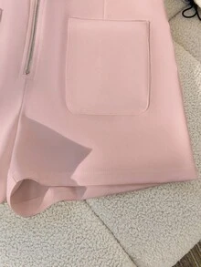 GlowEve Women's Elegant Solid Color High Waist Shorts, Suitable For Commuting In Summer - Pink - View 3