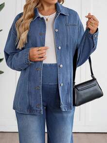 SHEIN 孕妇装 秋季 秋冬 返校季 返校节 万圣节 圣诞节 街头风 生日 机场 商务休闲 女装 乡村 复古 低调 老钱 商务休闲 女装 工作 教师 女装 教堂 女装 休闲水洗 三合一哺乳牛仔外套 宽松版型 女式牛仔外套 带婴儿背带 功能齐全 女式牛仔外套 完美适合忙碌的妈妈们