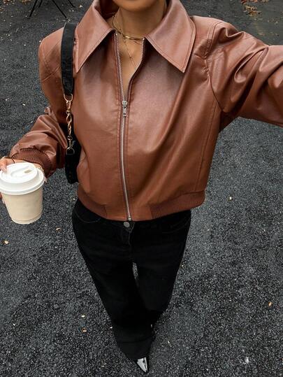 Siren Gaze Women's Fashionable Retro Casual Commuter Jacket In Fall/Winter Brown Brown