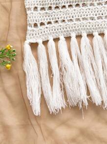 Soleia Women's Vacation Beaded Halter Tasseled Hem Knit Top, Suitable For Holiday Dates, Afternoon Tea, Beach, Cruise, City Vacation, Wedding Season, Music Festival, Boho Vacation,Fall