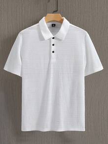 Manfinity Homme Herren Lässig Einfarbiges Kurzarm Polo Shirt, Sommer - Weiss - Übersicht 3
