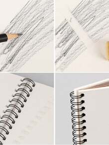 SHEIN 中等纹理水彩纸垫素描本螺旋装订穿孔页防渗色多色封面适合艺术家成人学生旅行绘画学校工作室四季水彩画笔记本艺术家素描本绘图垫 - 卡其色 - 查看 5