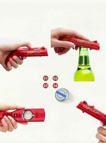 SHEIN 1pc Amusing Cap Gun Shaped Bottle Opener With Corkscrew - Multi-Functional Party Accessory For Effortless Beer Bottle Opening, Wine Cork Removal, And Fun Entertainment - Perfect For Home Bar, Party, And Wedding Favors, For Outdoor, Camping
