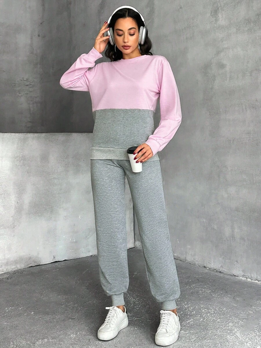EURMUSE 女士两件套运动衫和运动裤套装 - 彩色 - 查看 1