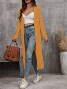 EMERY ROSE Women's Casual Solid Color Long Jacket Fall Winter Cloth For Women - Yellow - View 5